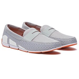 SWIMS Breeze Men’s Gray & White Water-Friendly Mesh Penny Loafers Shoes, Size 10
